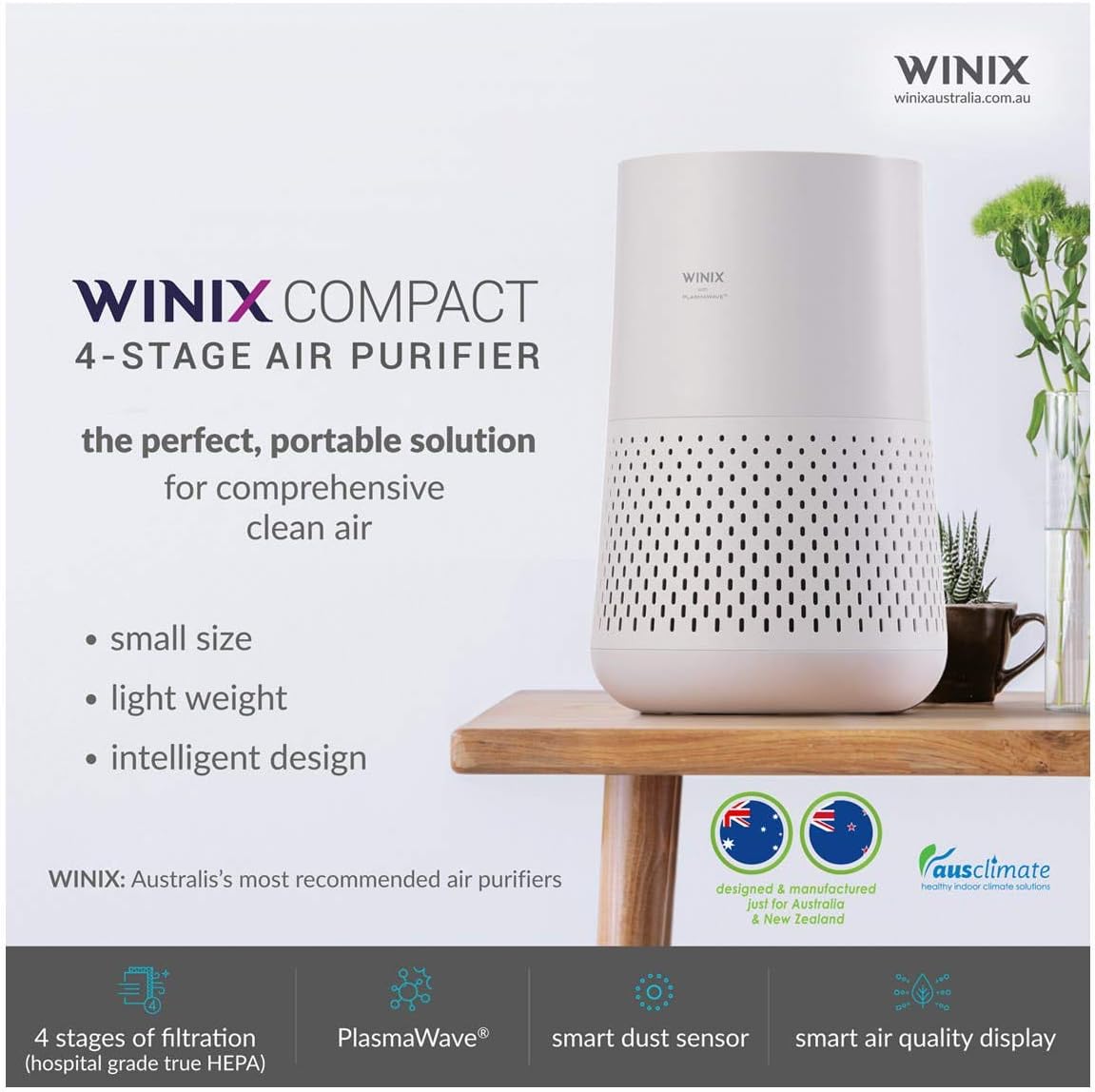 Winix Australia Compact 4-Stage Hospital Grade True HEPA Air Purifier - Model AUS-0850AAPU