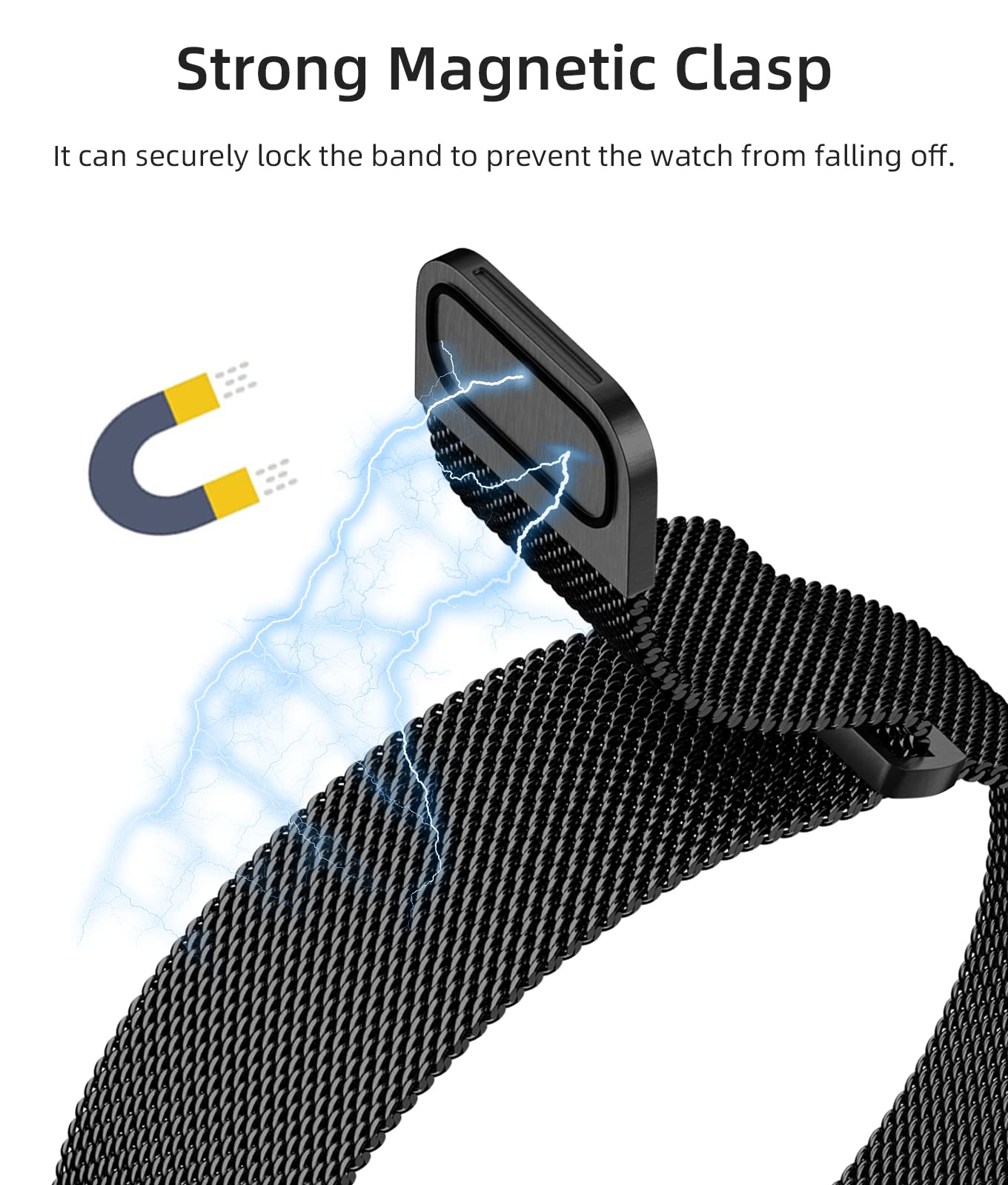 Witzon Stainless Steel Bands for Apple Watch Band 38m 40mm 41mm 42mm 44mm 45mm 49mm for Women Men, Magnetic Milanese Mesh Metal Bands for Apple Watch SE Ultra Ultra 2 iWatch Series 9 8 7 6 5 4 3 2 1