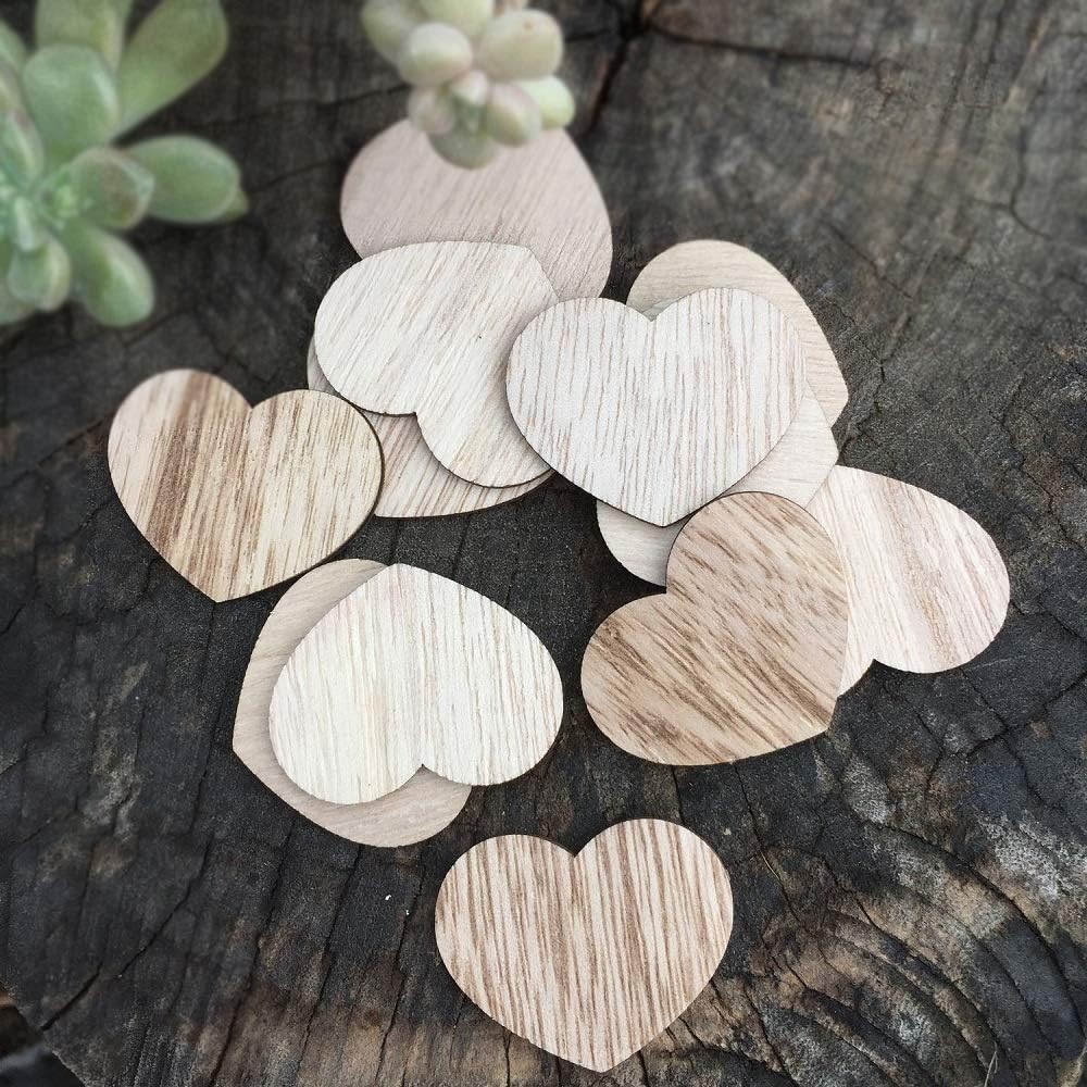 Wooden Hearts for Guest Book Pack of 50 PCS (Brown)