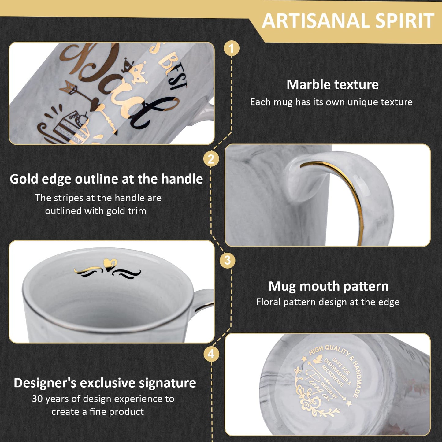 Marble texture with gold trimming coffee mug