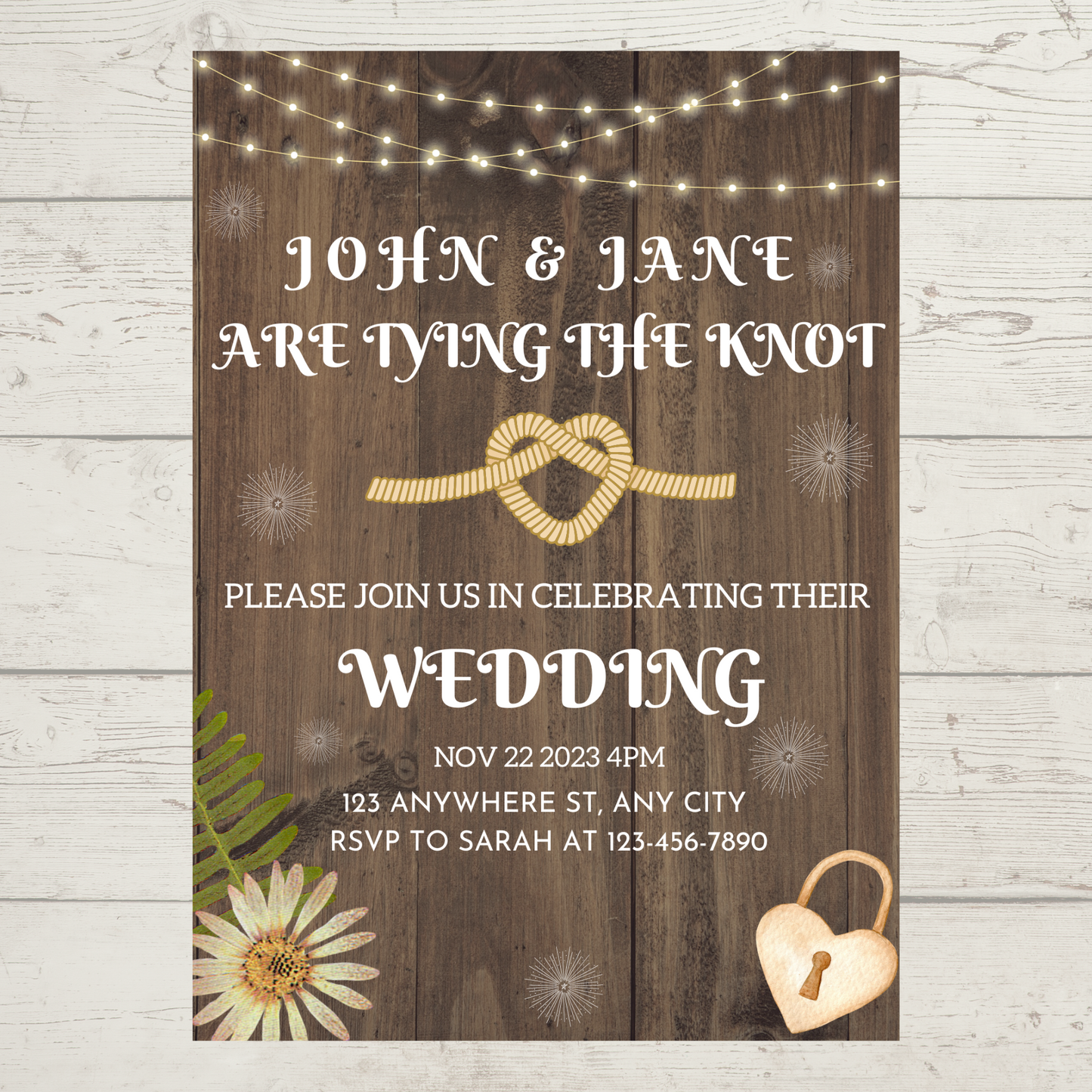 Wedding Invitation Customisable 7x5