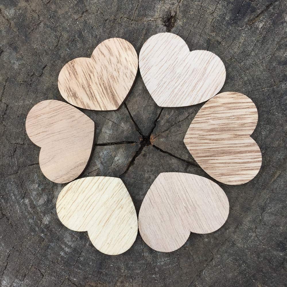 Wooden Hearts for Guest Book Pack of 50 PCS (Brown)