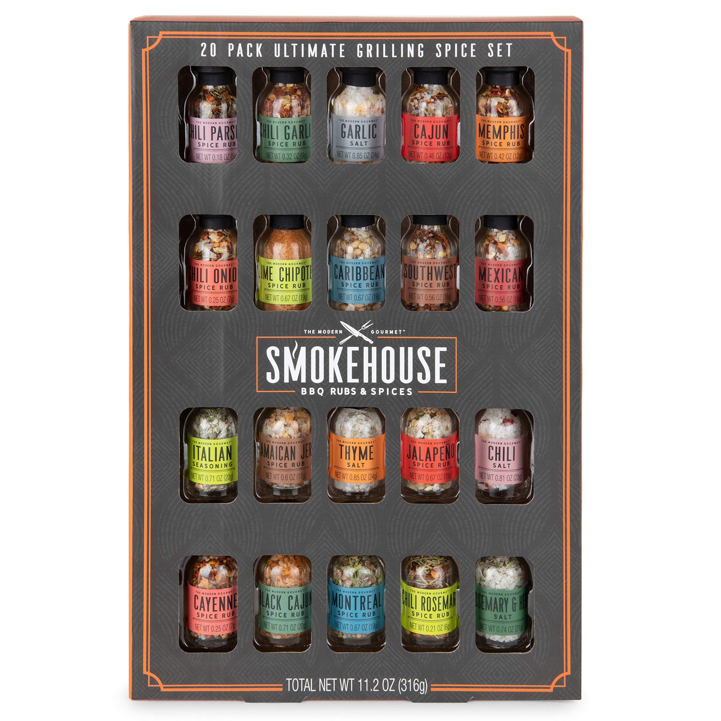 Gourmet Grilling Spice Set, Grill Seasonings and Rubs Gift Set Pack of 20