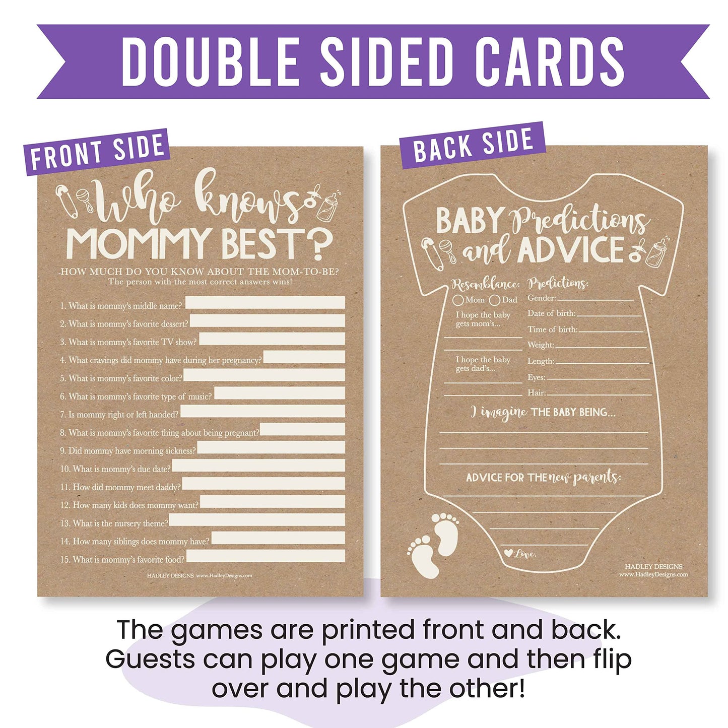 Party games double sided cards