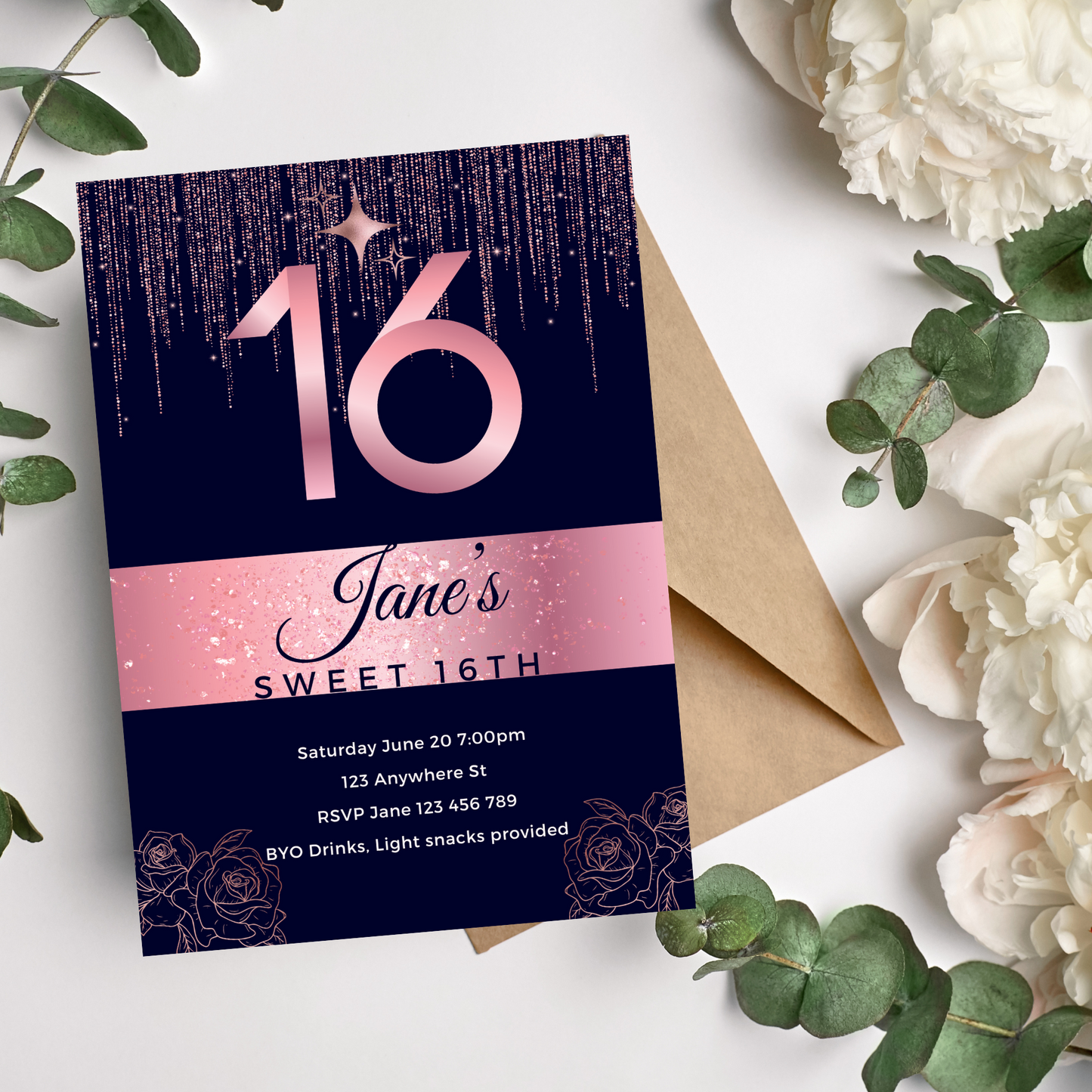 Birthday Invitation Personalised - Sweet 16