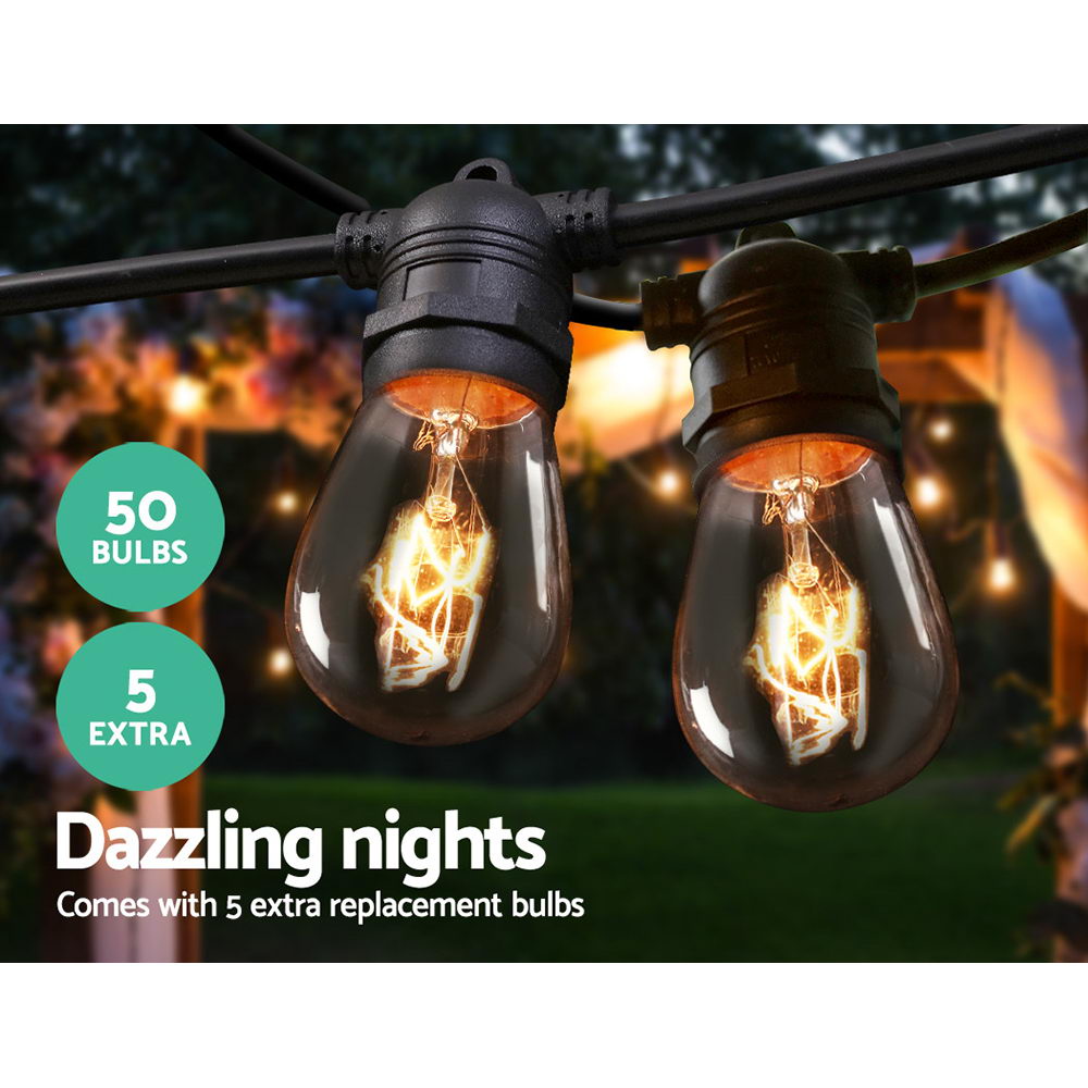 Jingle Jollys 47m Festoon String Lights Christmas Bulbs Party Wedding Garden Party Occasions > Lights