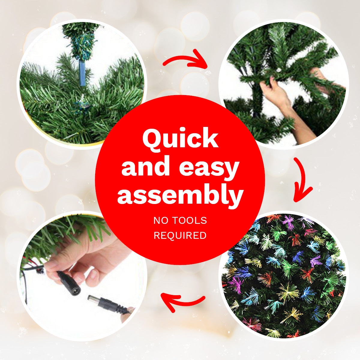 Christmas By Sas 1.8m Fibre Optic Christmas Tree 205 Tips Multicolour Lights & Star Occasions > Christmas