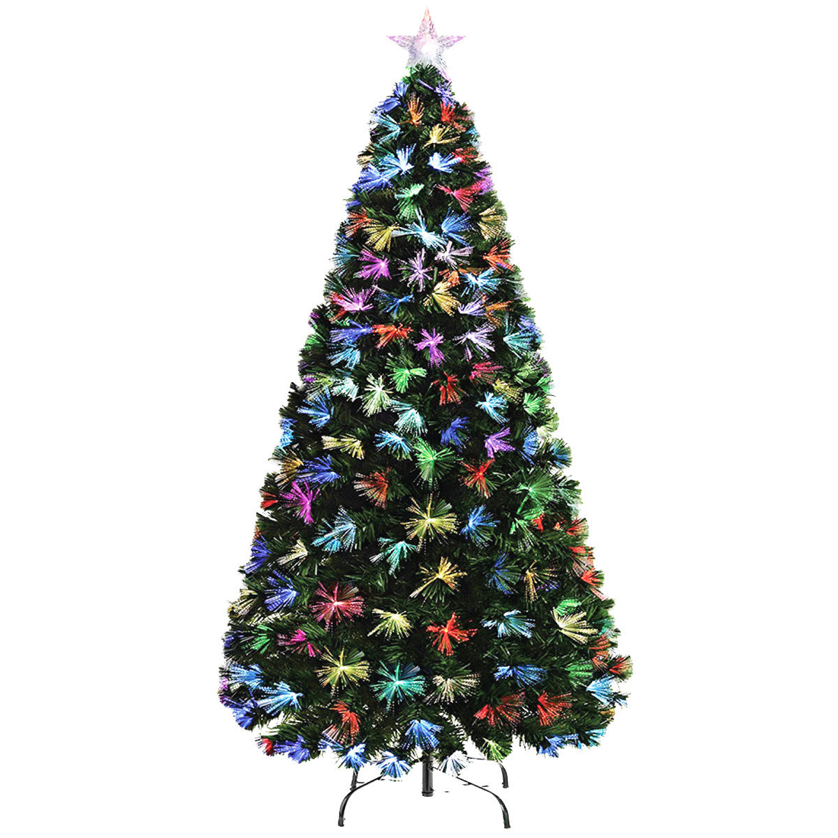 Christmas By Sas 1.8m Fibre Optic Christmas Tree 205 Tips Multicolour Lights & Star Occasions > Christmas