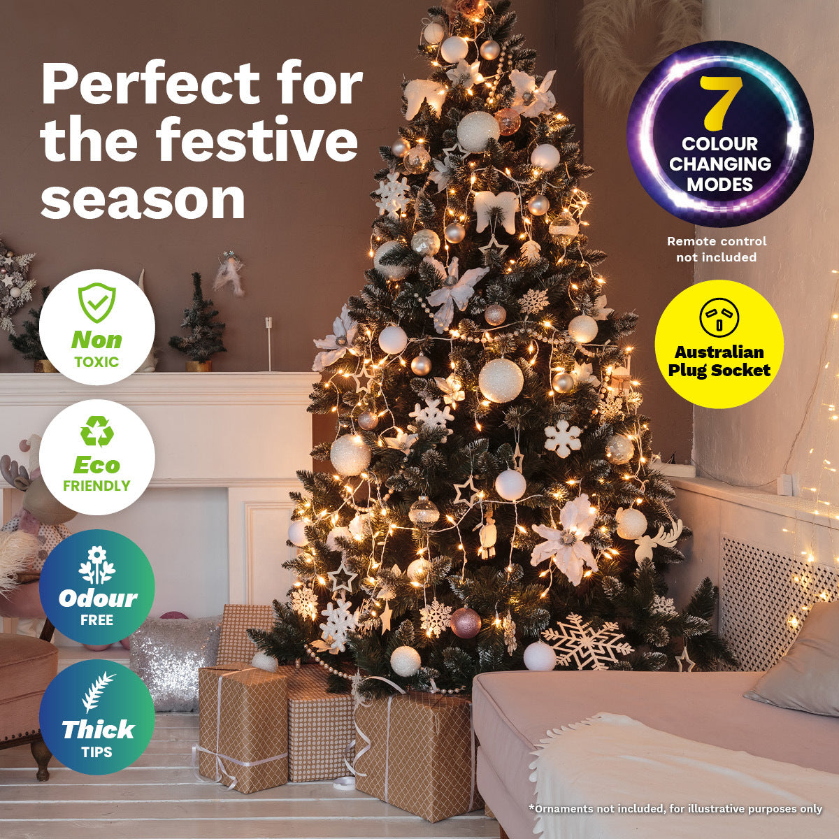 Christmas By Sas 90cm Fibre Optic/LED Christmas Tree 90 Tips Multicolour Star & Ornaments Occasions > Christmas
