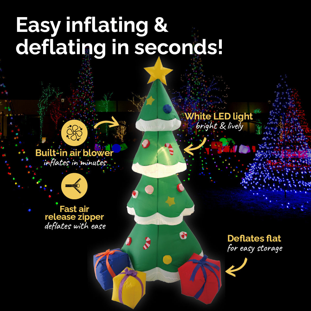 Christmas By Sas 1.8m Self Inflatable LED Tree With Presents Occasions > Christmas