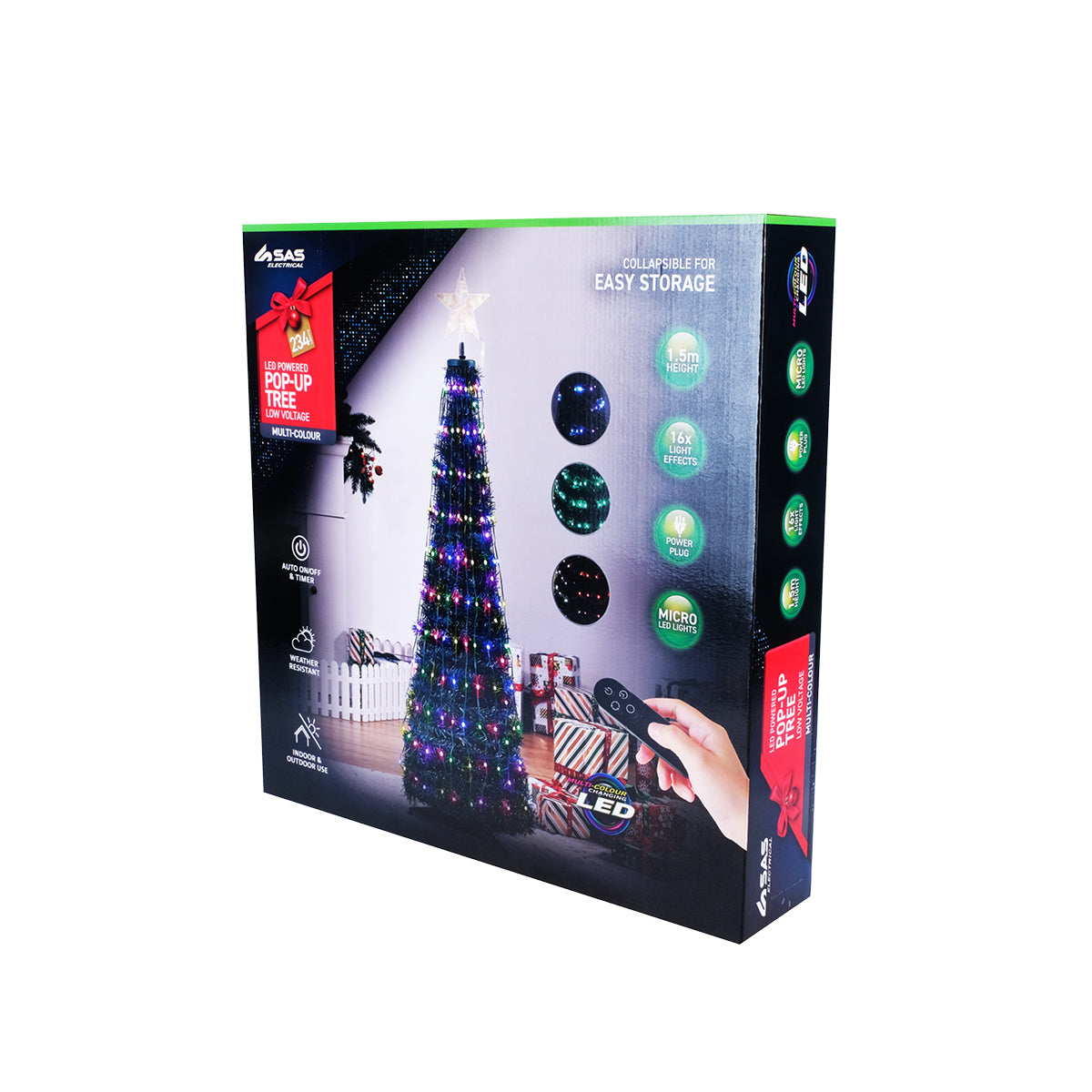 SAS Electrical 1.5m Christmas Tree & Star Pop-Up Design Remote Controlled Occasions > Christmas