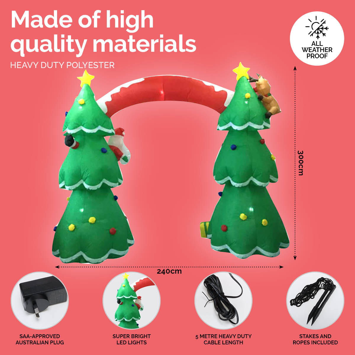 Christmas By Sas 3m x 2.4m Christmas Tree Arch Self Inflating LED Lights Occasions > Christmas