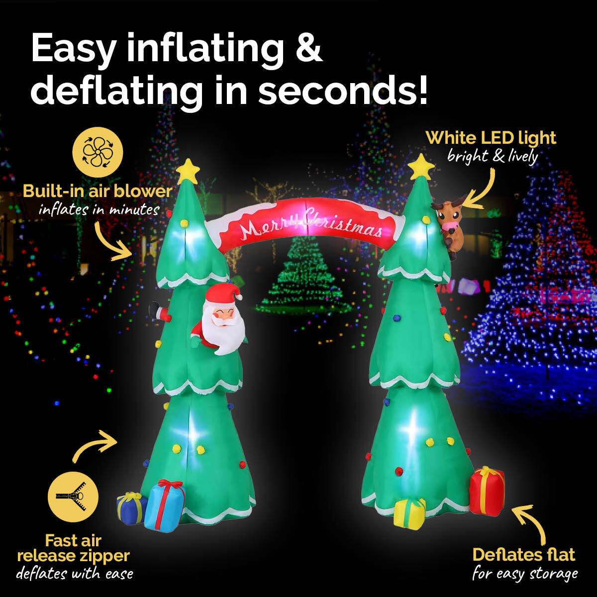 Christmas By Sas 3m x 2.4m Christmas Tree Arch Self Inflating LED Lights Occasions > Christmas