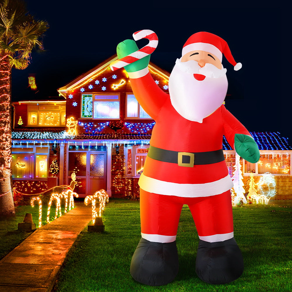 Jingle Jollys 3M Christmas Inflatable Santa Xmas Outdoor Decorations LED Lights Christmas Decorations - On Sale