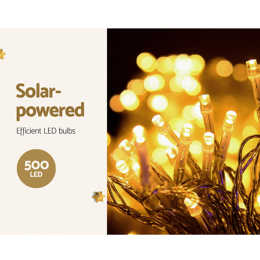 Jingle Jollys 500 LED Solar Powered Christmas Icicle Lights 20M Outdoor Fairy String Party Warm White Occasions > Lights