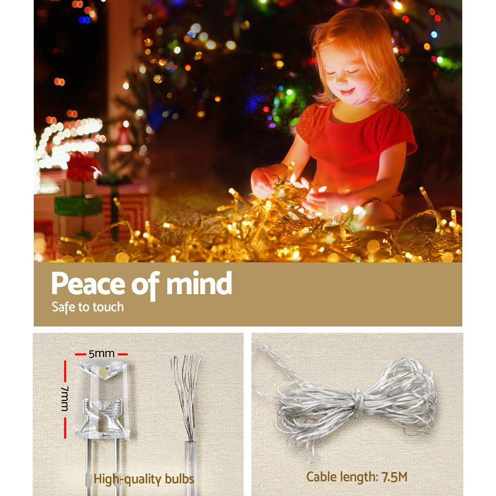 Jingle Jollys 500 LED Solar Powered Christmas Icicle Lights 20M Outdoor Fairy String Party Warm White Occasions > Lights