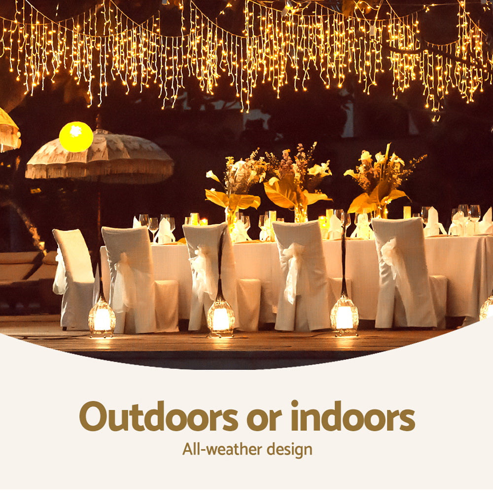 Jingle Jollys 500 LED Solar Powered Christmas Icicle Lights 20M Outdoor Fairy String Party Warm White Occasions > Lights
