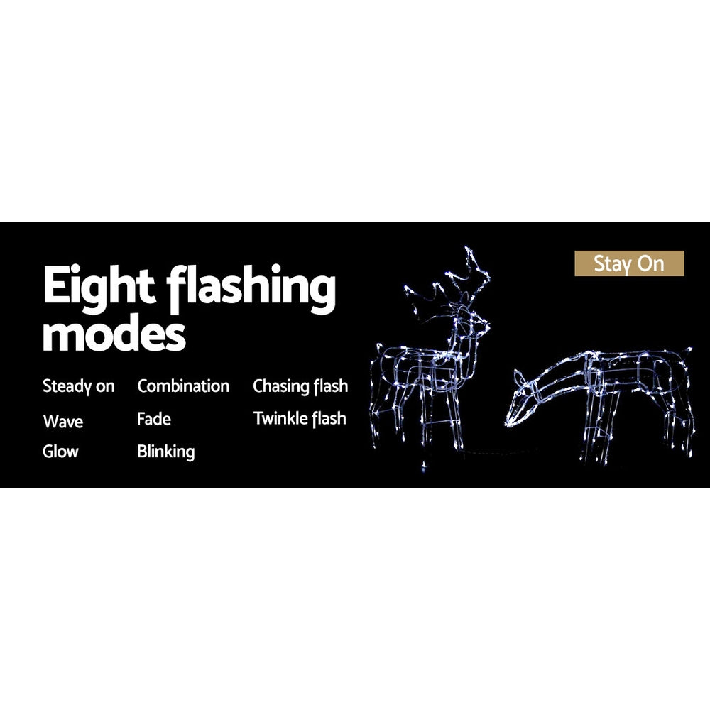 Jingle Jollys Christmas Motif Lights LED Rope Reindeer Waterproof Solar Powered Occasions > Christmas