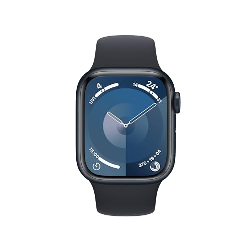 Apple Watch Series 9 [GPS + Cellular 41-mm] Smartwatch with Aluminum Case with Midnight Sport Band S/M
