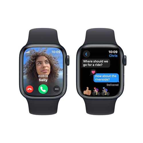 Apple Watch Series 9 [GPS + Cellular 41-mm] Smartwatch with Aluminum Case with Midnight Sport Band S/M