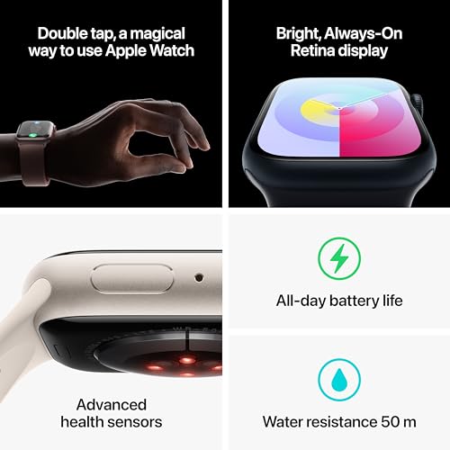 Apple Watch Series 9 [GPS + Cellular 41-mm] Smartwatch with Aluminum Case with Midnight Sport Band S/M