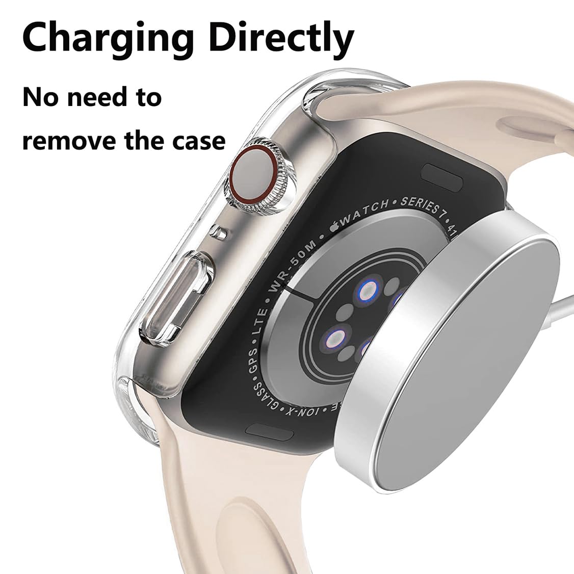 HANKN 2 Pack Clear 41mm Case for Apple Watch Series 9 8 7 41mm Tempered Glass Screen Protector Case, Full Coverage Hard Shockproof Iwatch Cover Bumper (41mm, Clear+Clear)