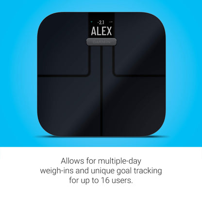 Garmin Index S2, Smart Scale with Wireless Connectivity, Measure Body Fat, Muscle, Bone Mass, Body Water Percentage and More, Black (010-02294-12)