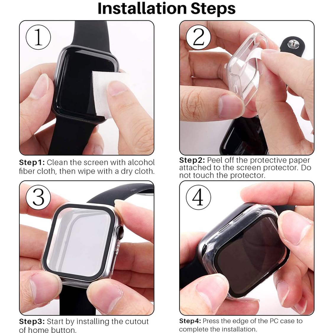 HANKN 2 Pack Clear 41mm Case for Apple Watch Series 9 8 7 41mm Tempered Glass Screen Protector Case, Full Coverage Hard Shockproof Iwatch Cover Bumper (41mm, Clear+Clear)