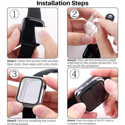 HANKN 2 Pack Clear 41mm Case for Apple Watch Series 9 8 7 41mm Tempered Glass Screen Protector Case, Full Coverage Hard Shockproof Iwatch Cover Bumper (41mm, Clear+Clear)