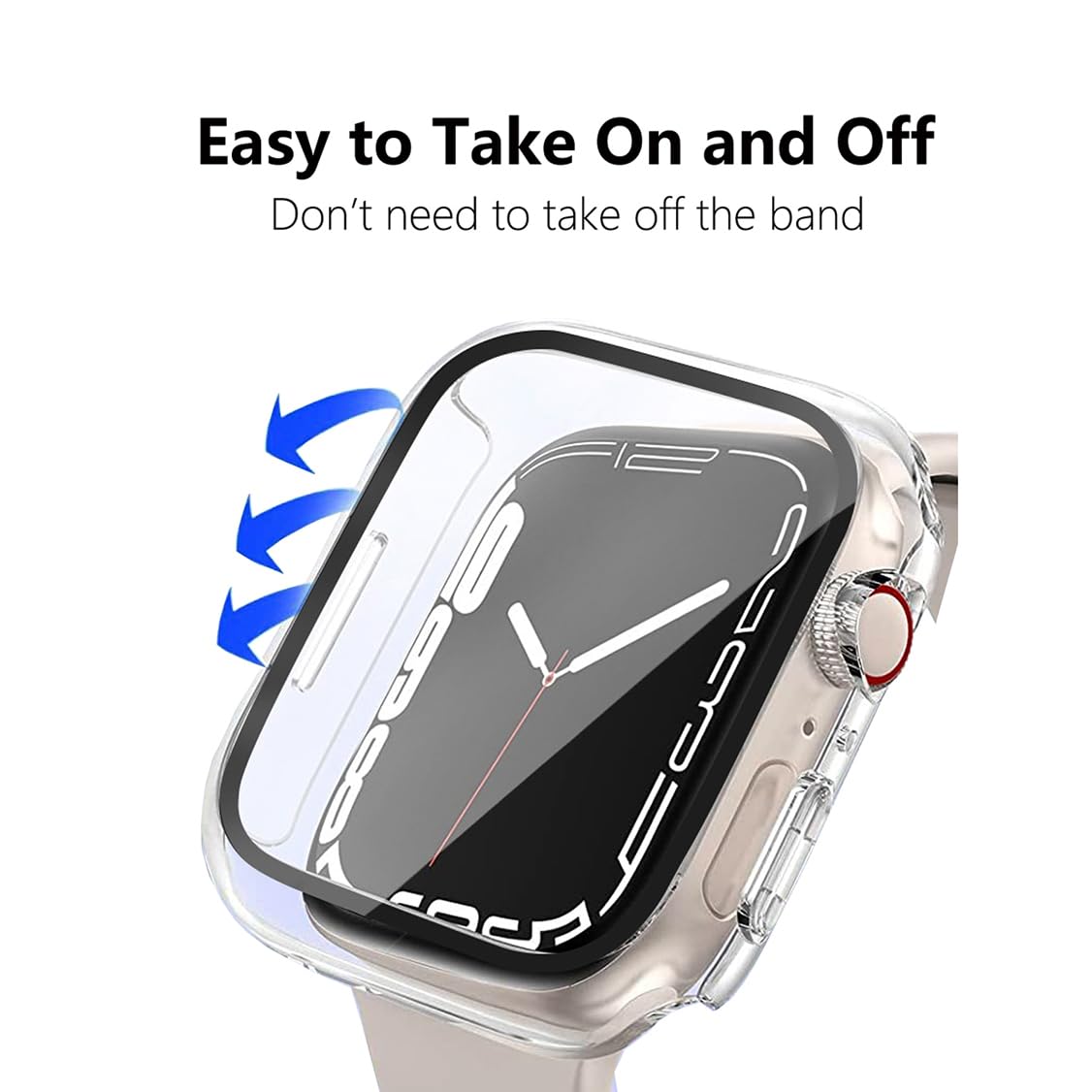 HANKN 2 Pack Clear 41mm Case for Apple Watch Series 9 8 7 41mm Tempered Glass Screen Protector Case, Full Coverage Hard Shockproof Iwatch Cover Bumper (41mm, Clear+Clear)