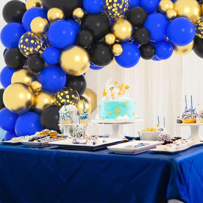 Black Blue Gold Balloon Garland Arch Kit - 126 PCS Matte Royal Blue and Black Balloons Metallic Gold Balloons Video Gaming Party Balloon 16Ft Arch Holder for Anime Spidery Boy Video Game Outer Space Gamer Birthday New Year Retirement Party Decorations Men