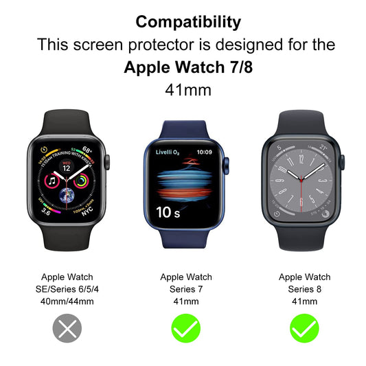 T Tersely [3 Pack] Screen Protector for Apple Watch Series 9 8 7-41 MM,Premium TPU Soft Full Coverage Film for iWatch S9/S8/S7 41mm