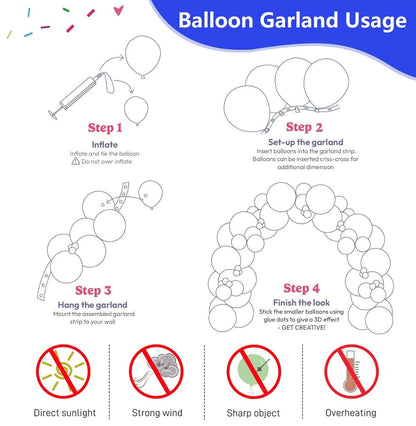 Blue Balloon Garland Arch Kit, 140PCS Royal Blue and White Balloon Arch Kit Different Sizes 5 10 12 18 Inch Latex Balloons for Baby Shower Boys Birthday Gender Reveal Wedding Prom Party Decorations