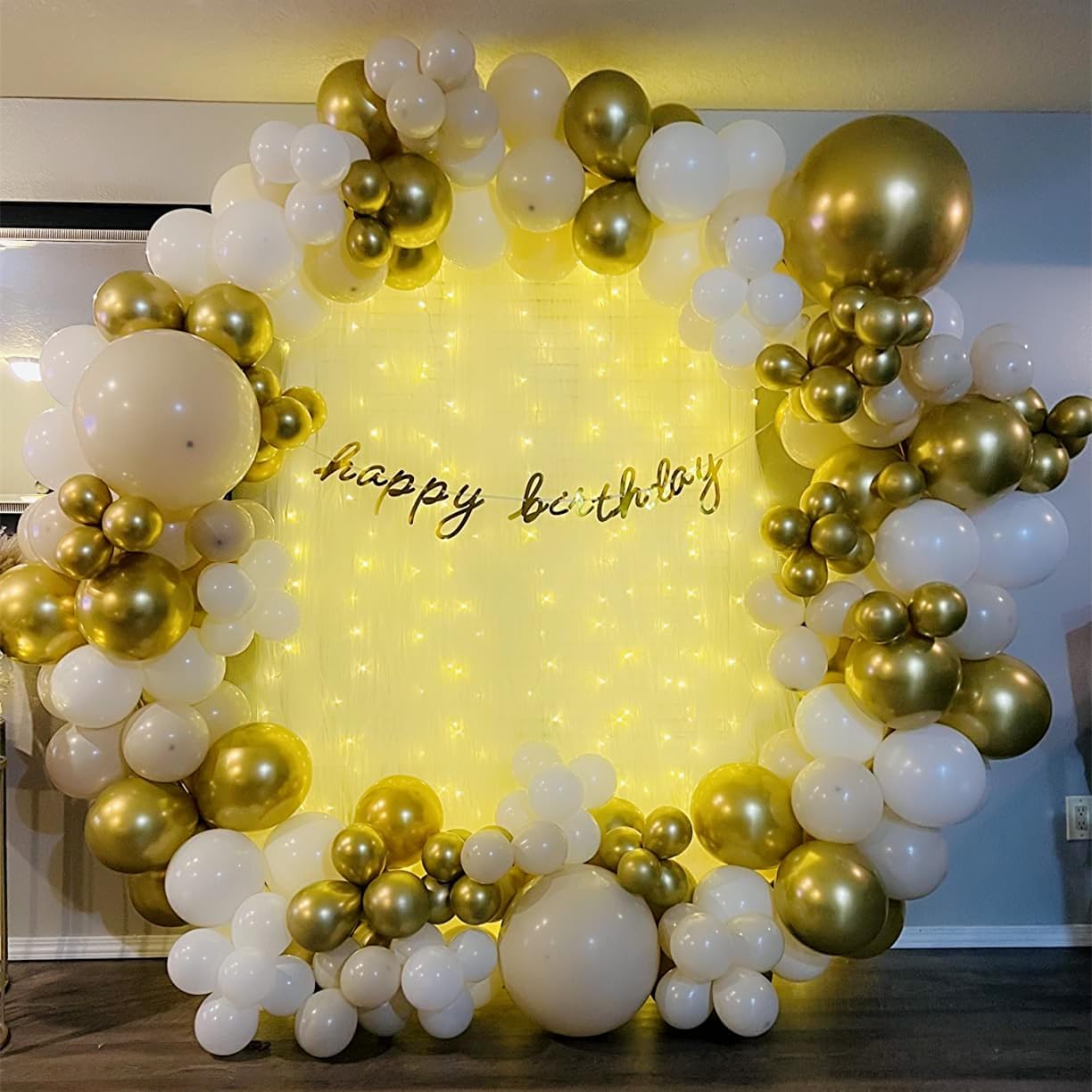 White Sand Balloons Garland Arch Kit, 163PCS Sand White Chrome Gold Beige Boho Balloons Arch Kit 5 10 18 Inch Different Sizes for Birthday Anniversary Wedding Bridal Shower Boho Party Decorations
