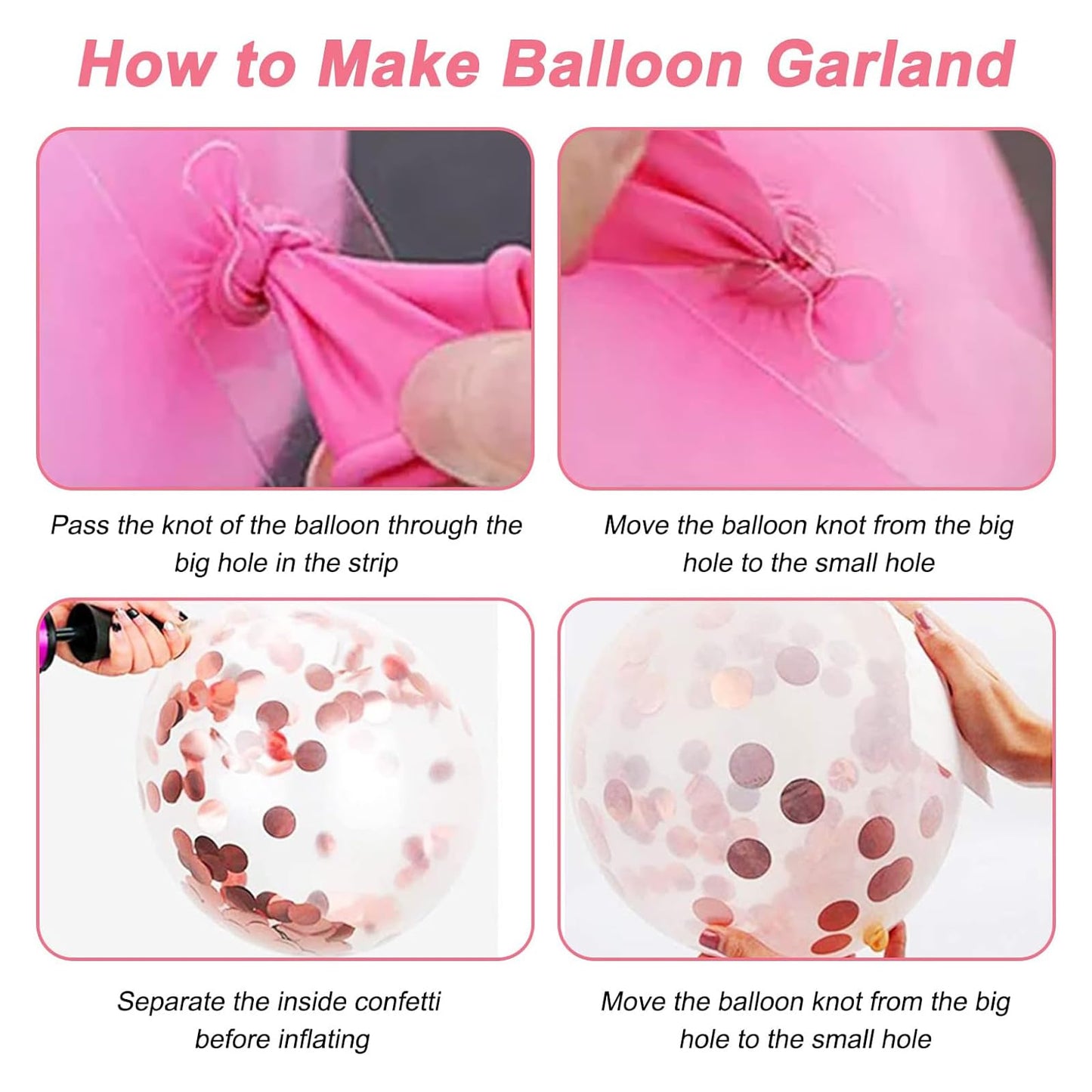 Pink Balloon Arch Kit,140Pcs Hot Pink Balloons Arch Garland Kit with Hot Pink Balloons,White Metallic Rose Gold Confetti Balloons for Girls Birthday Party,Baby Shower Decoration,Wedding,Bridal Shower