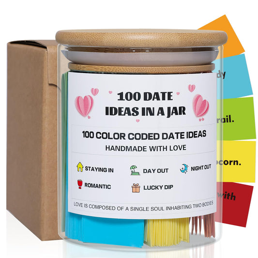 MSEHKM 100 Date Ideas In A Jar Date Night Ideas Color Coded Date Ideas Budget-friendly Date Jar Wedding/Anniversary/Bridal Shower/Newlyweds Gifts for Couples, pure