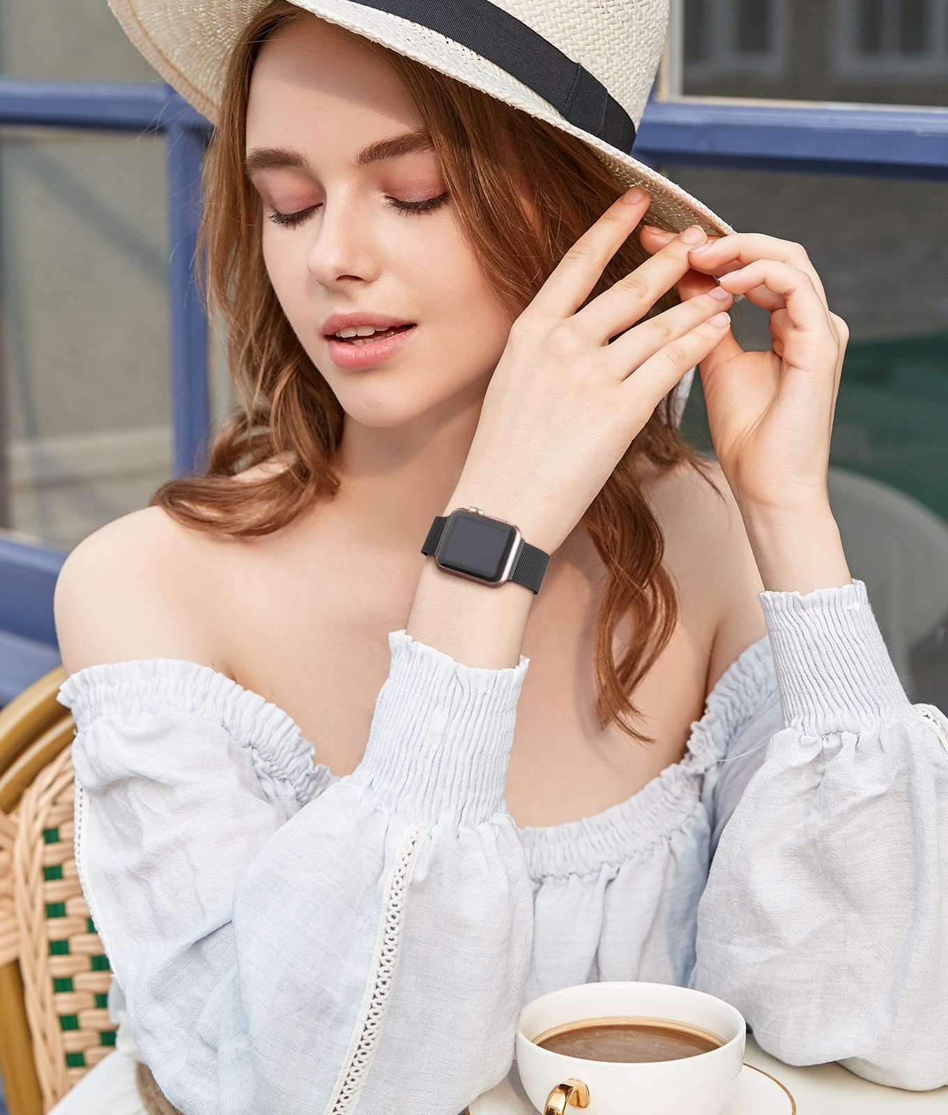 Witzon Stainless Steel Bands for Apple Watch Band 38m 40mm 41mm 42mm 44mm 45mm 49mm for Women Men, Magnetic Milanese Mesh Metal Bands for Apple Watch SE Ultra Ultra 2 iWatch Series 9 8 7 6 5 4 3 2 1