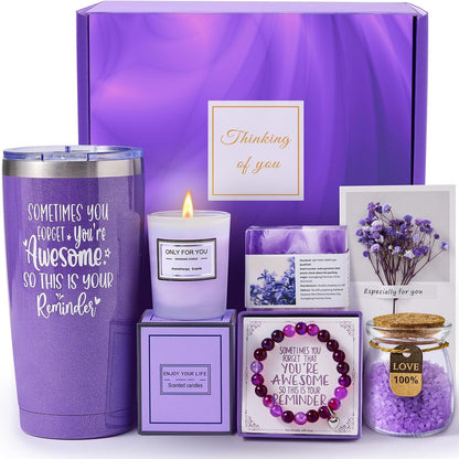 Gifts for Women Relaxing Lavender Spa Care Set - Gift Hamper Box Pack, Perfect for Birthday, New Years, Valentine's Day, Mother's Day, Wife, Girlfriend, Sister, Best Friend & Colleague