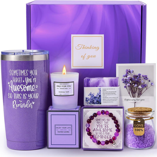 Gifts for Women Relaxing Lavender Spa Care Set - Gift Hamper Box Pack, Perfect for Birthday, New Years, Valentine's Day, Mother's Day, Wife, Girlfriend, Sister, Best Friend & Colleague