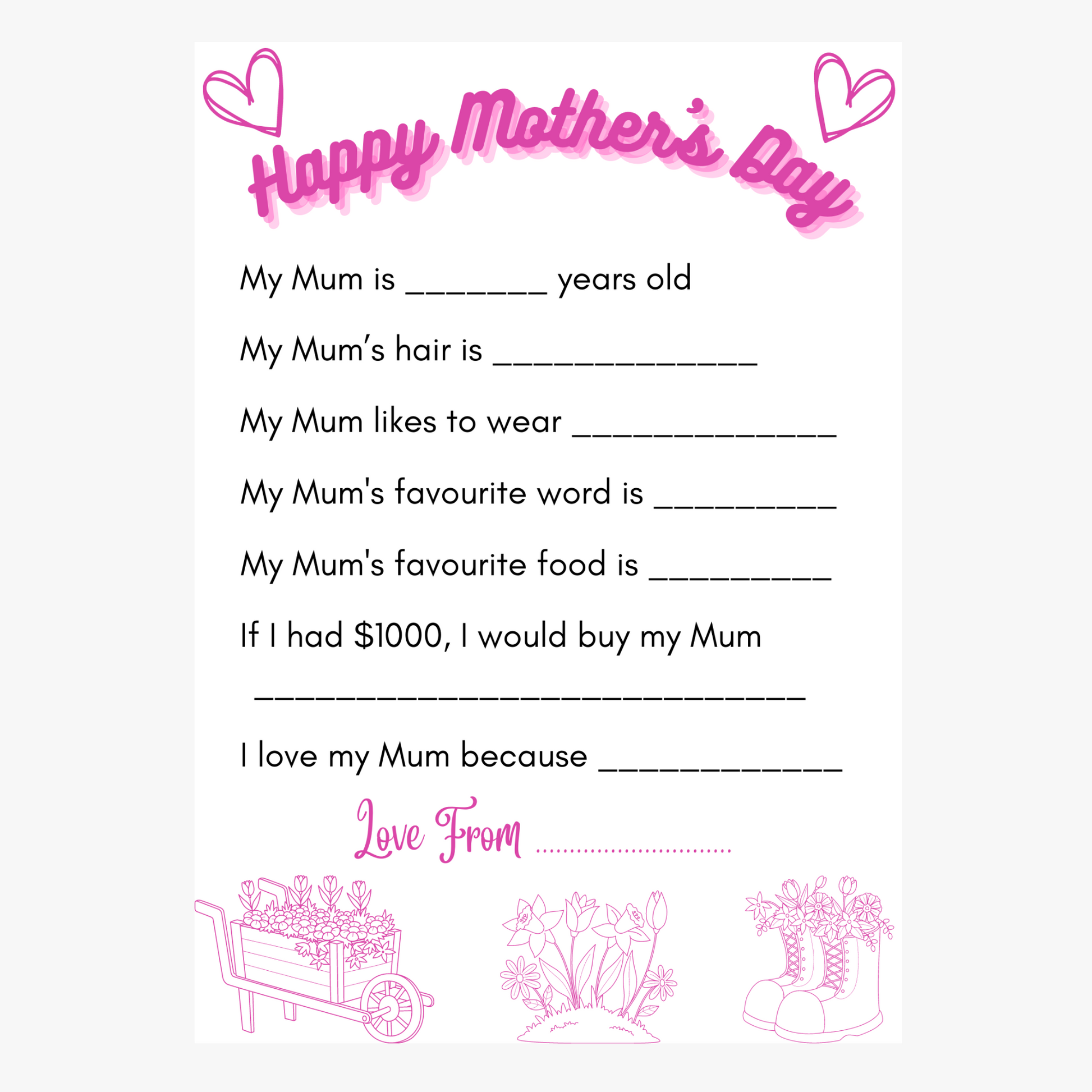 My Mum Is - Mothers Day A4 PDF Download