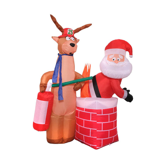 Christmas By Sas 1.5m Santa Stuck In Chimney Built-In Blower
