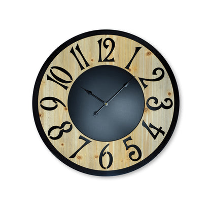 Home Master Wall Clock Wood & Metal Large Numbers 60cm