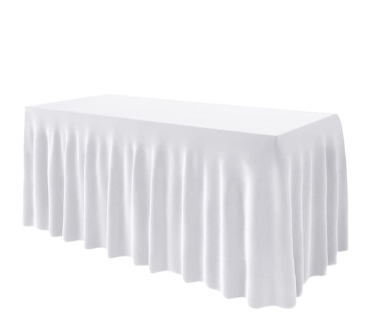 Table Skirt for Rectangle Tables 6ft, White Spandex