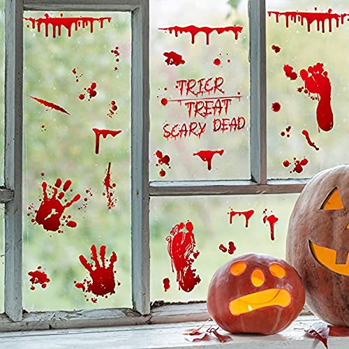 Halloween Stickers for Window, Scary Bloody Handprint Footprint