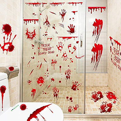 Halloween Stickers for Window, Scary Bloody Handprint Footprint 