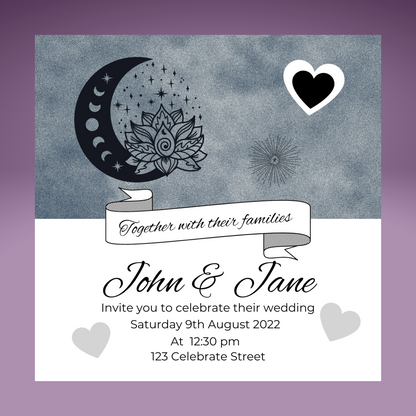 Wedding Invitation Customisable 5x5