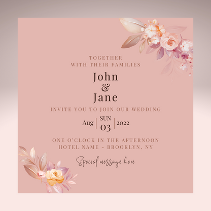 Wedding Invitation Customisable 5x5