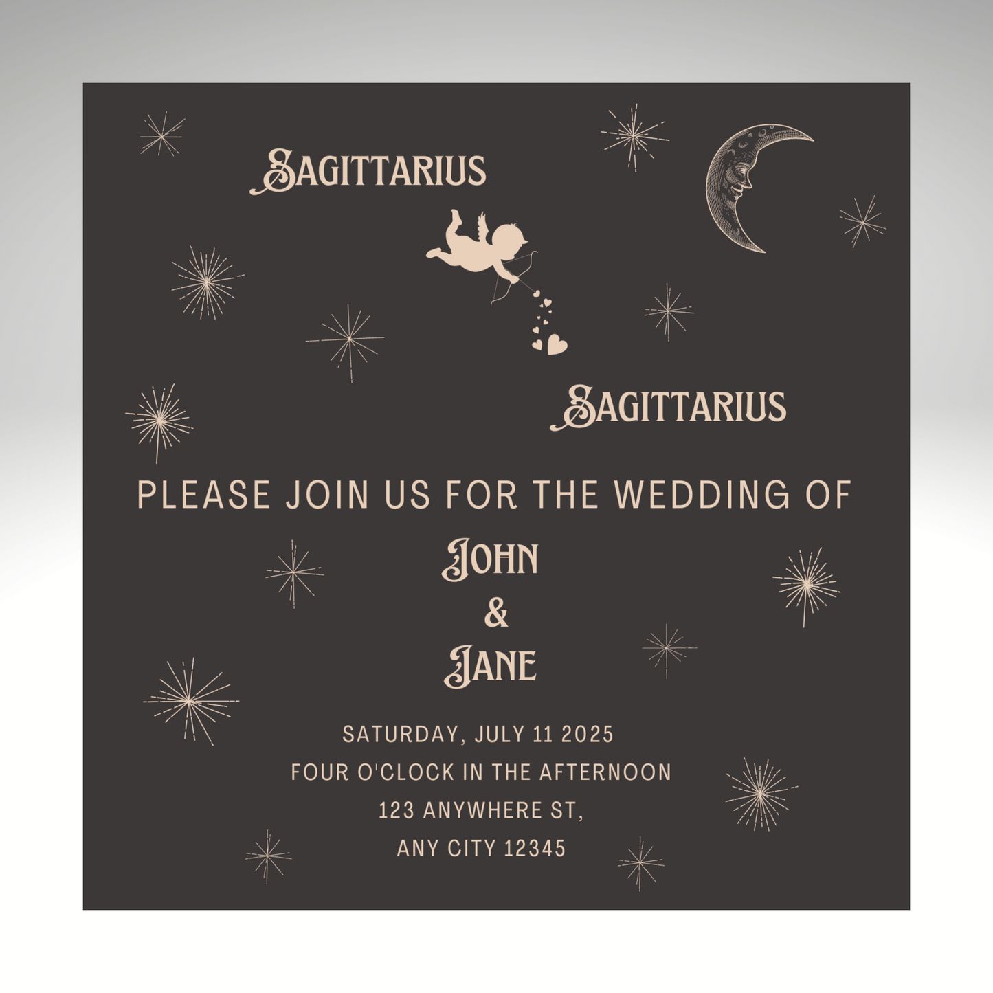 Wedding Invitation Personalised 5x5