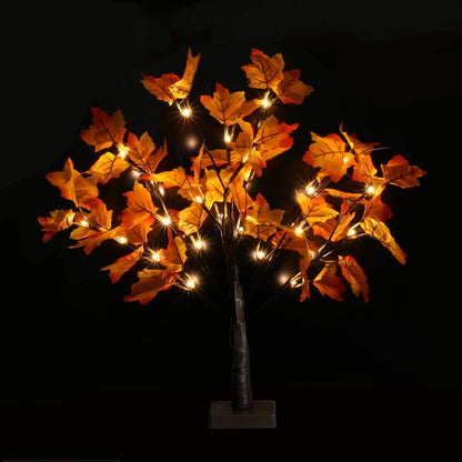 Artificial Fall Lighted Maple Tree 24 LED Thanksgiving Decoration