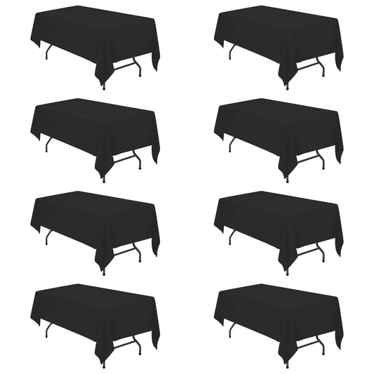 Black Tablecloths Rectangle Polyester 8 Pack  